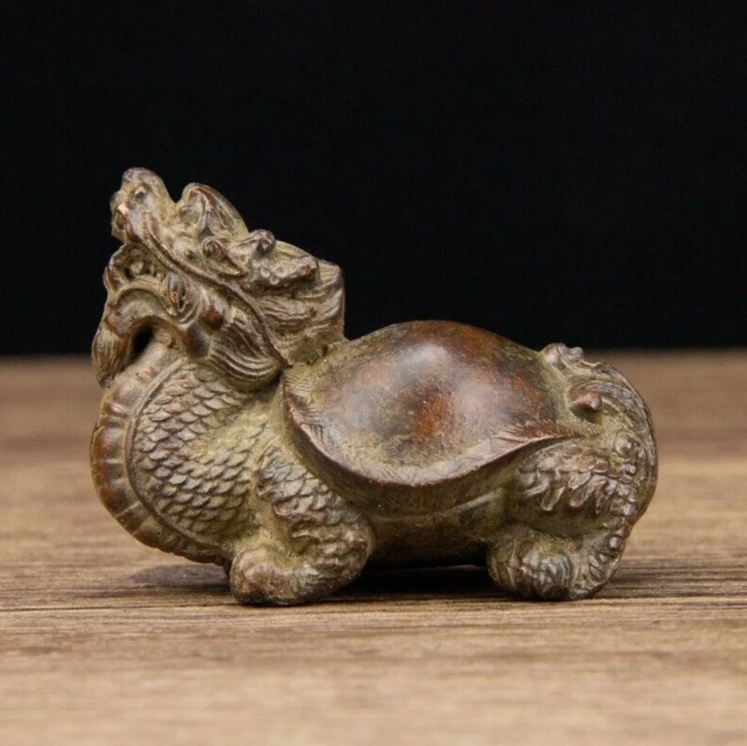 

6.5 Cm Chinese Bronze Old Brass Animal Dragon Turtle Sculpture Statue figure