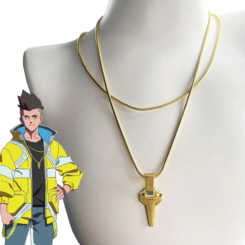 Collar de Cosplay de David Martinez para hombre y mujer, colgante de Metal de Color dorado, accesorios para regalos de navidad