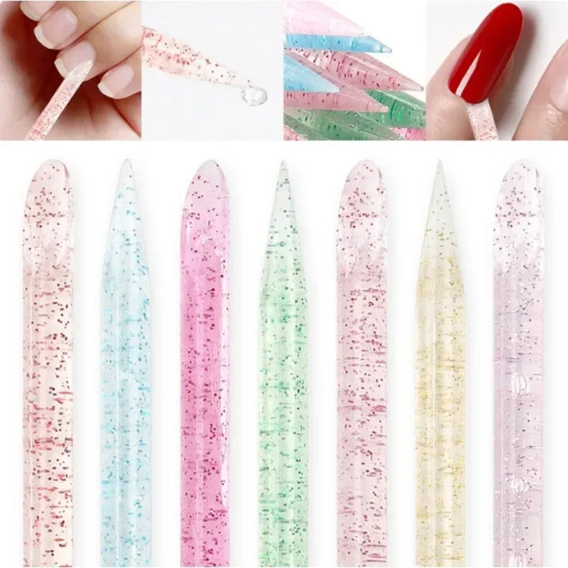 100Pcs Double Sided Nail Art Cuticle Pusher Remover Tool Reusable Crystal Manicure Stick Pedicure Nails Care Nail Art Tools