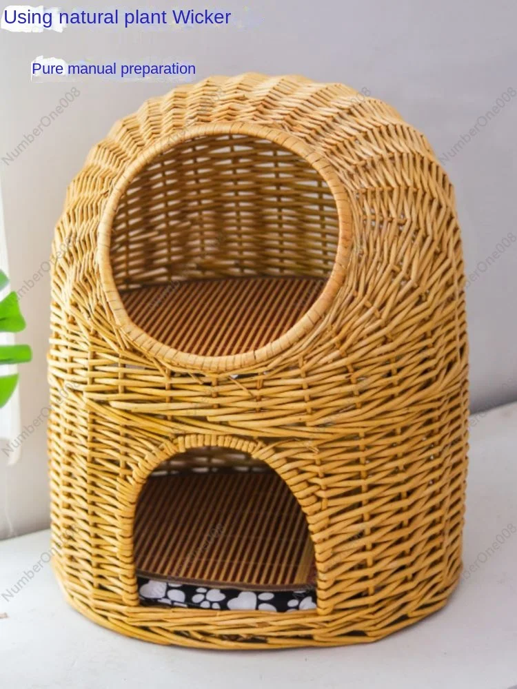 Rattan  Nest Warm  Nest Wicker  Cat House Villa Small Dog Nest Four Seasons Universal Removable and Washable