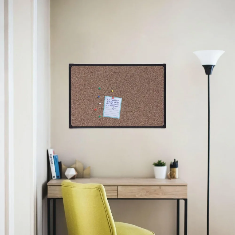 Tableau en liège auto-guérison 36x24 avec cadre noir – Tableau d'affichage durable pour le bureau et la maison pour les professionnels