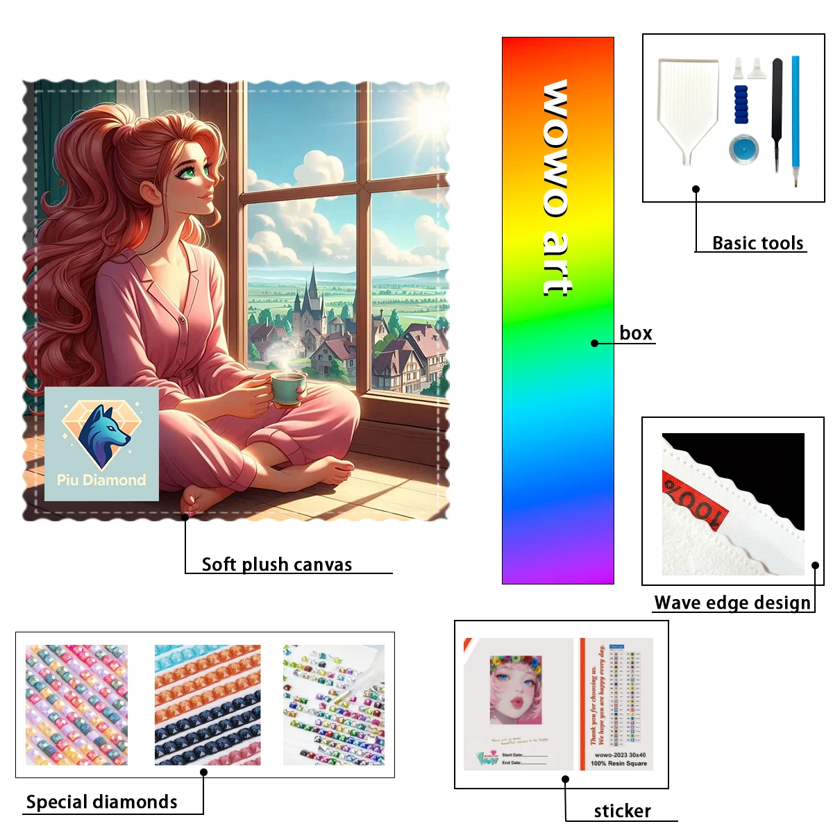 

【Piu Diamond Art】Tea Window Girl 100% resin FD+ab+xc Diamond Stamping Kit Perfect Masterpiece worth Buying