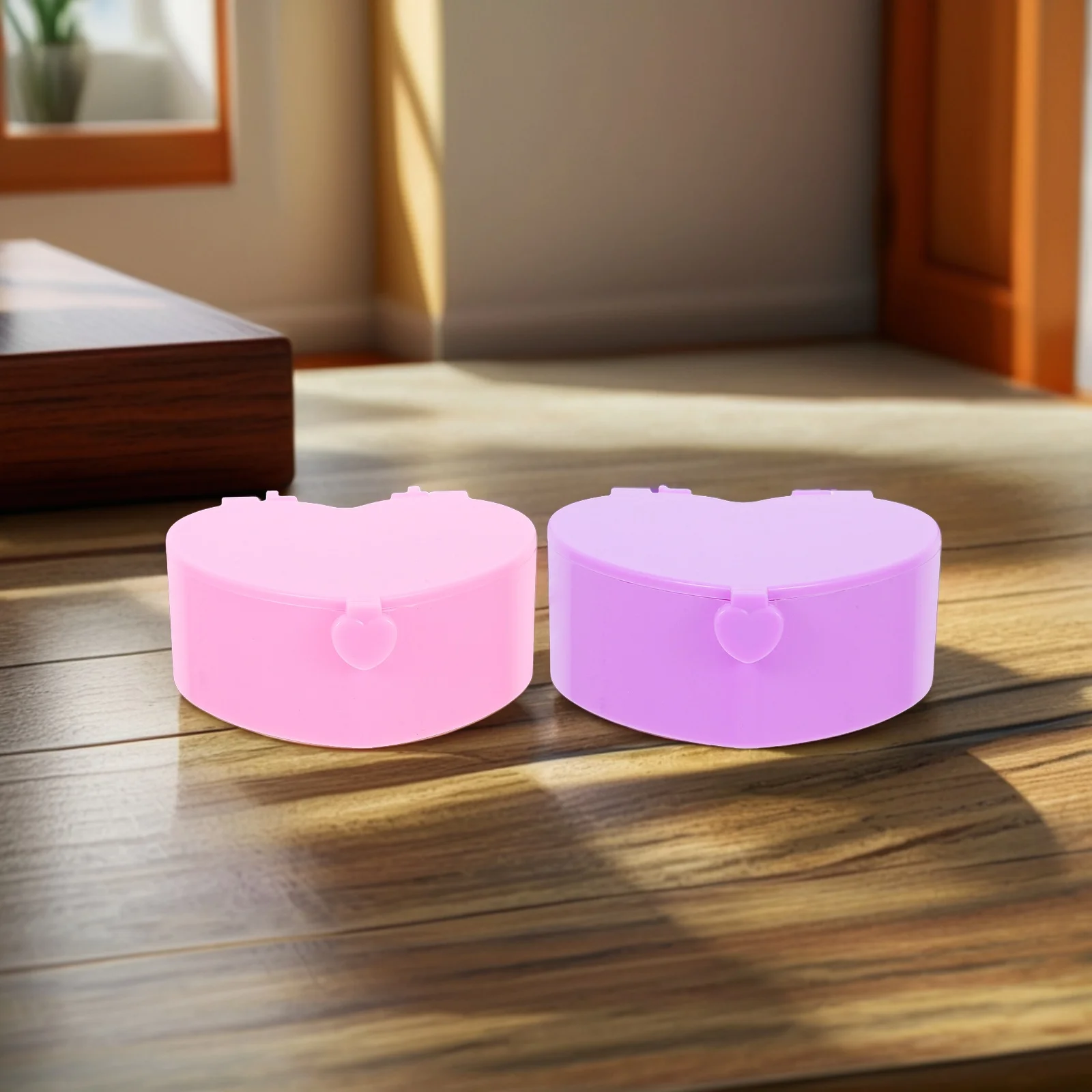 

3Pcs Heart Shaped Trinket Holder for Girls Cute Jewelry Box with Mirror Kids Hair Accessory Storage for Bows Clips Rings