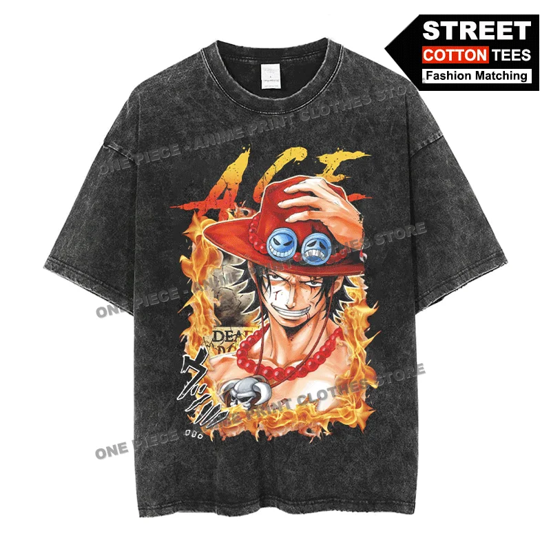 

ONE PIECE - Portgas D Ace Print T Shirt Japanese Anime Peripheral Clothing Street styl Men Women Short Sleeve Cotton Loose Tees