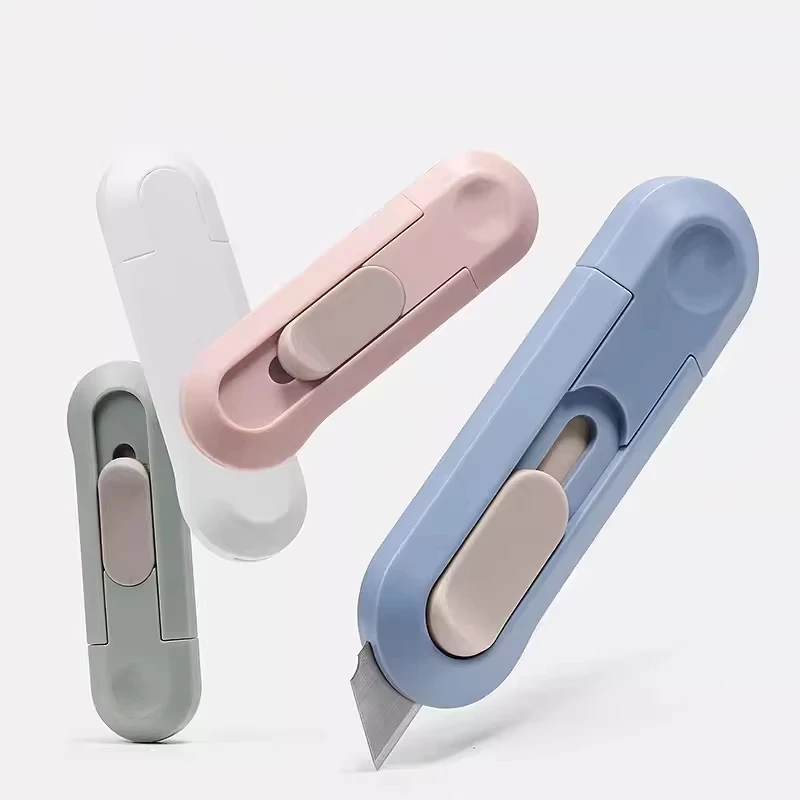 4 Colors Portable Mini Paper Cutter Quality Artwork Knife Automatic Rebound Box Opener Pocket Cutter For Office School Supplies