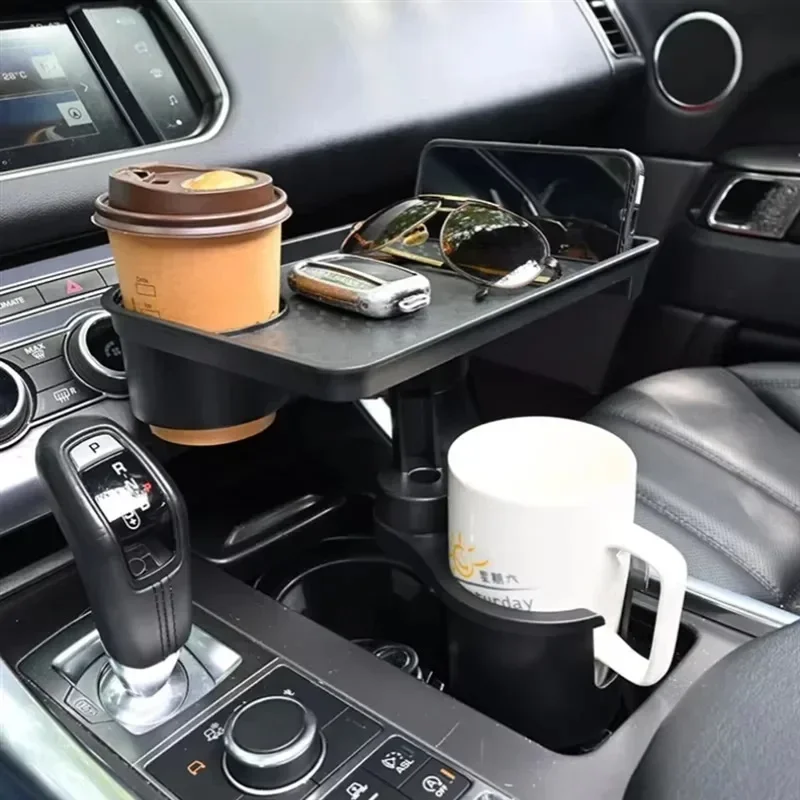 High Quality Universal Car Cup Holder Tray - 360 °   Rotating Adjustable Dual Cup Organizer image 3