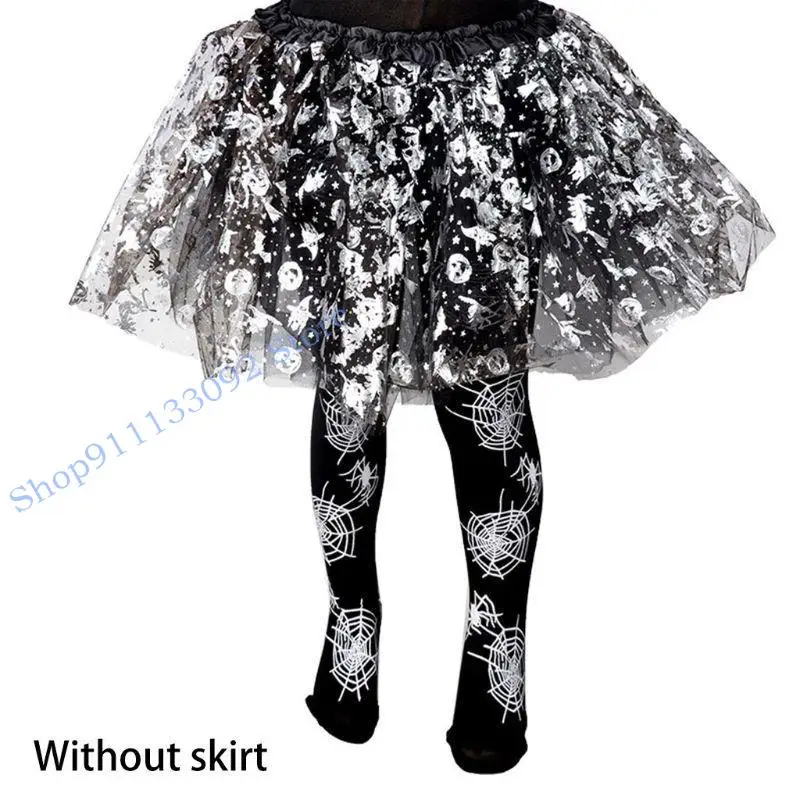 H9ed Kids Girls Halloween full full calze calze cartone animato Spiderweb Skeleton Striped collant costume da festa