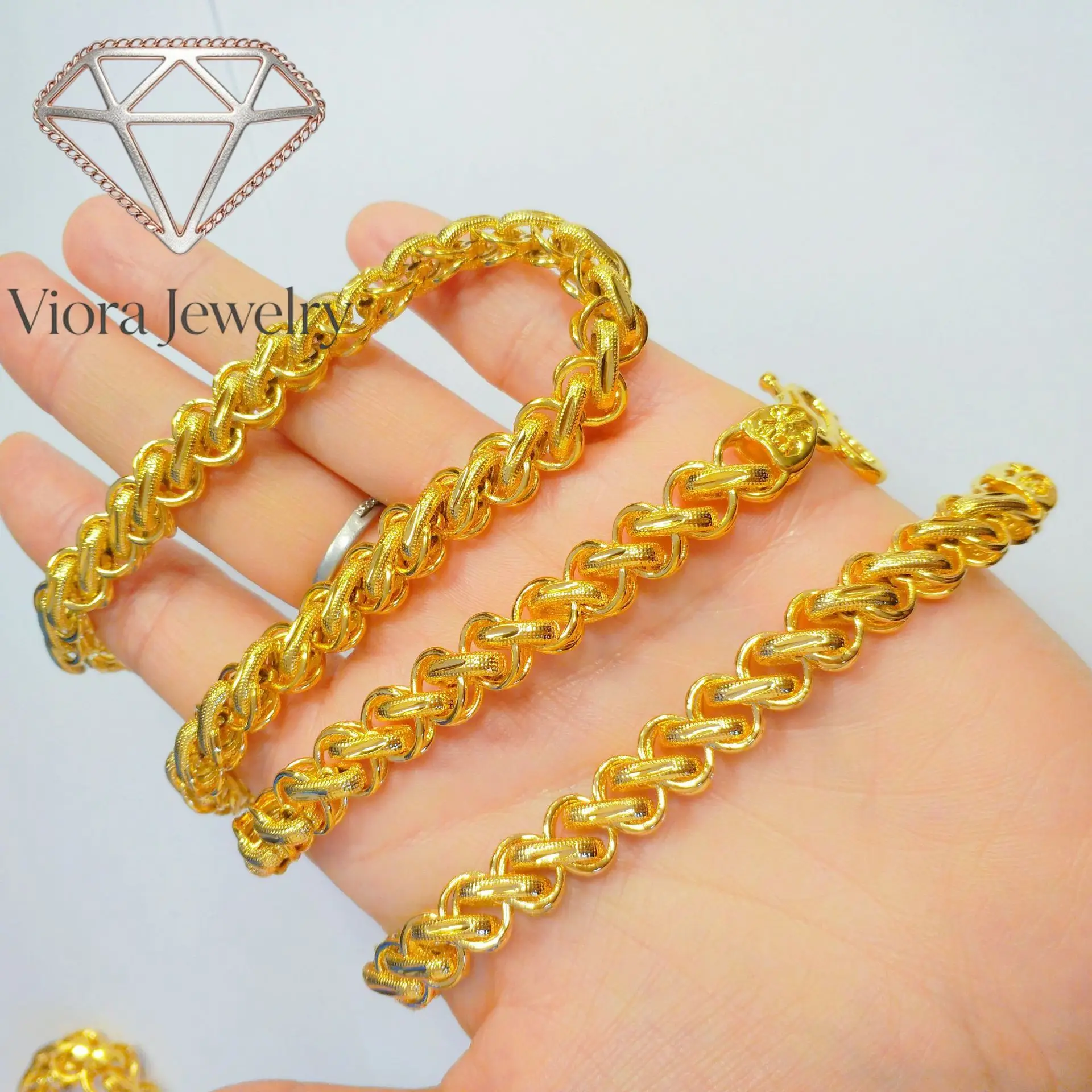 

Viora Jewelry 9999 24K real gold Thai chain necklace men's domineering jewelry 8mm necklace