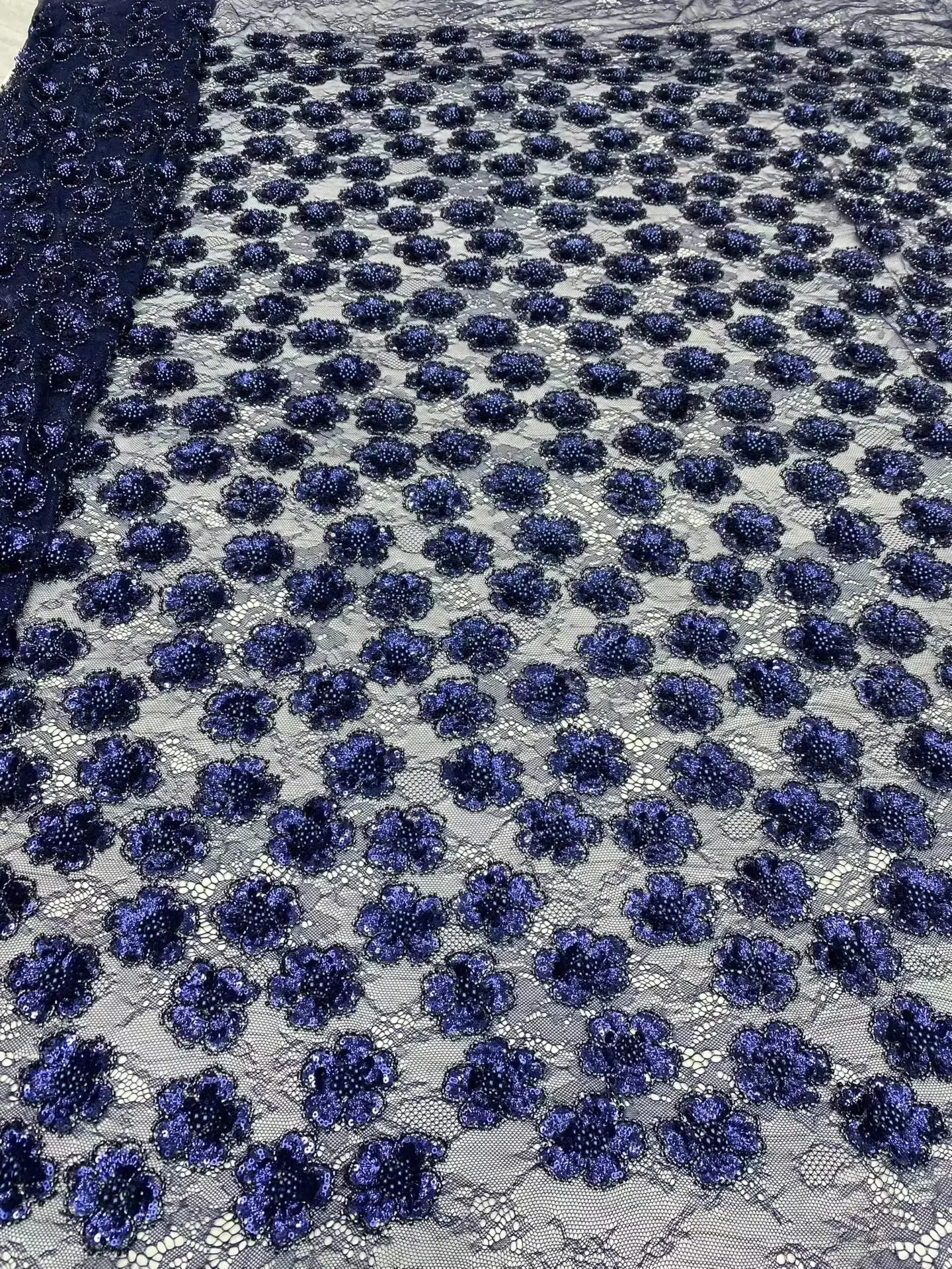 

African 3D Flower Lace Fabric 2026 High Quality French Mesh Lace Fabric Groom Nigerian Sequins Lace Fabrics For Wedding