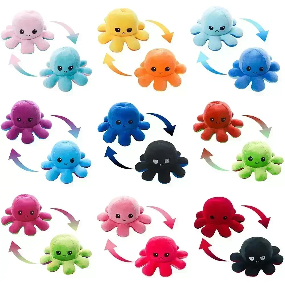 10Pcs Flip Octopus Doll Plush Toy Double Side Flip Doll Toy For Kids Gifts Cute Cartoon Animals Plush Toy Doll Home Decora