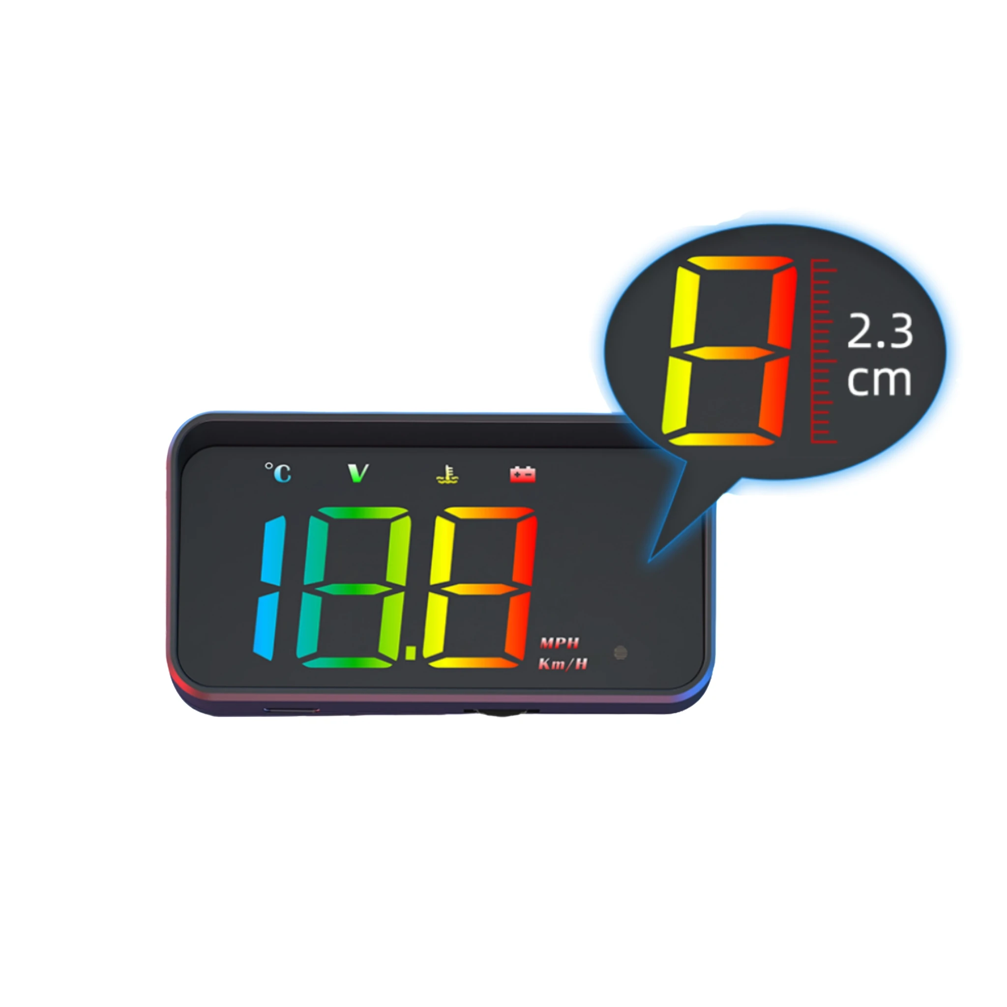 M4 OBD2 3-inch LED Type-C Speedometer Colourful Plug and Play HUD with Large font & auto sensitive & multi-alarm for all Vehicle