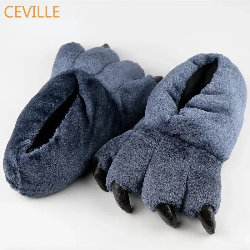 Monster Claw Slippers Shoes Men Totem Funny Bear Claw Slippers for Men Winter Indoor Home Cotton Shoes Male One Size 35-42 Free