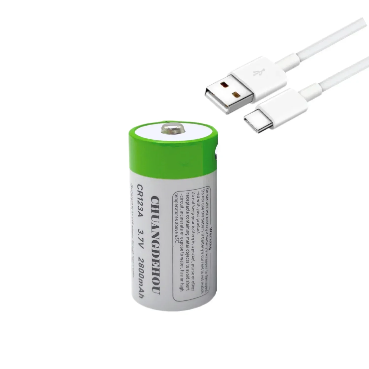 Rechargeable battery USB charging CR123A, 2800mah 3.7V 16340 16350R, CR123A lithium-ion LED flashlight with USB cable