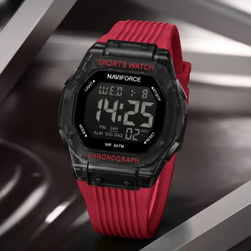 Naviforce 7113 Reloj cronógrafo electrónico de colores para hombre 5ATM Reloj con retroiluminación LED con pantalla de fecha y vitalidad resistente al agua