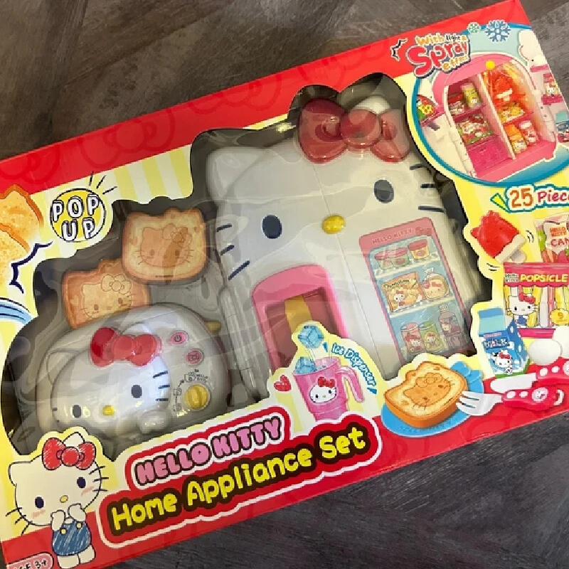 Originele Sanrio Hello Kitty Simulatie Keuken Cartoon Kawaii Kleine Koelkast Kinderspeelhuis Set Speelgoed Kerstcadeau