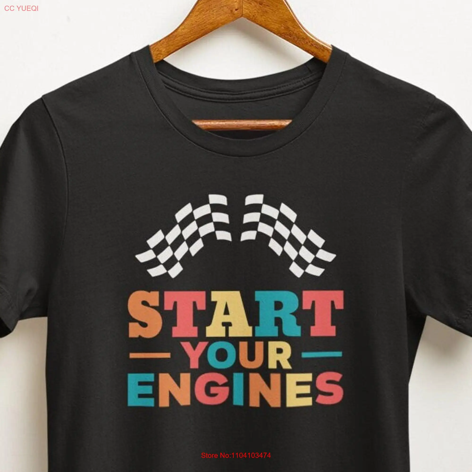 Checkered Flag T Shirt Race Life Motor Racing Sports Start Your Engines  long or short sleeves