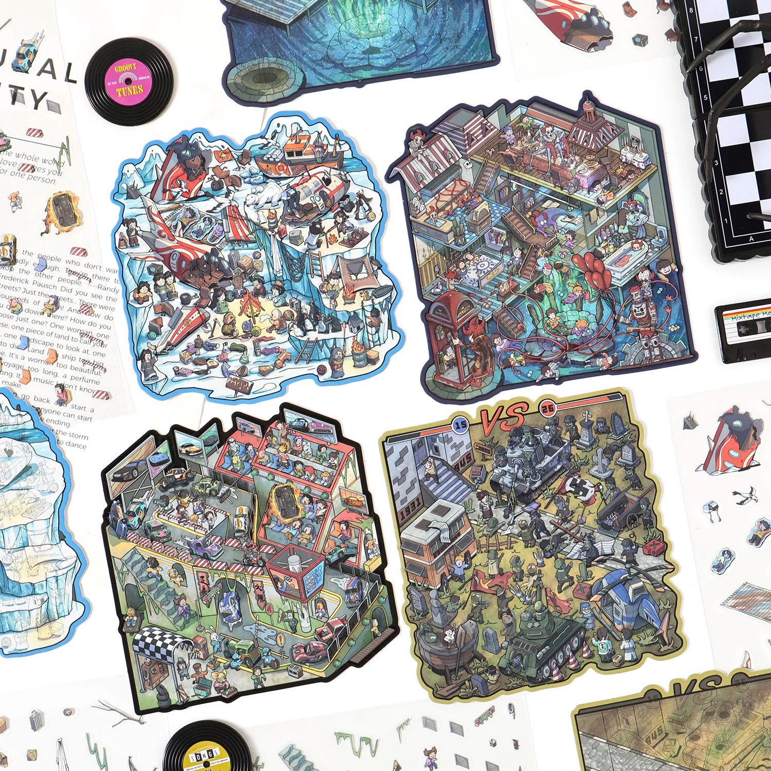 

Kawaii Wrong turn 3D Death Race Landscape Sticker DIY Pocket Cabin Scene festival gift ﻿