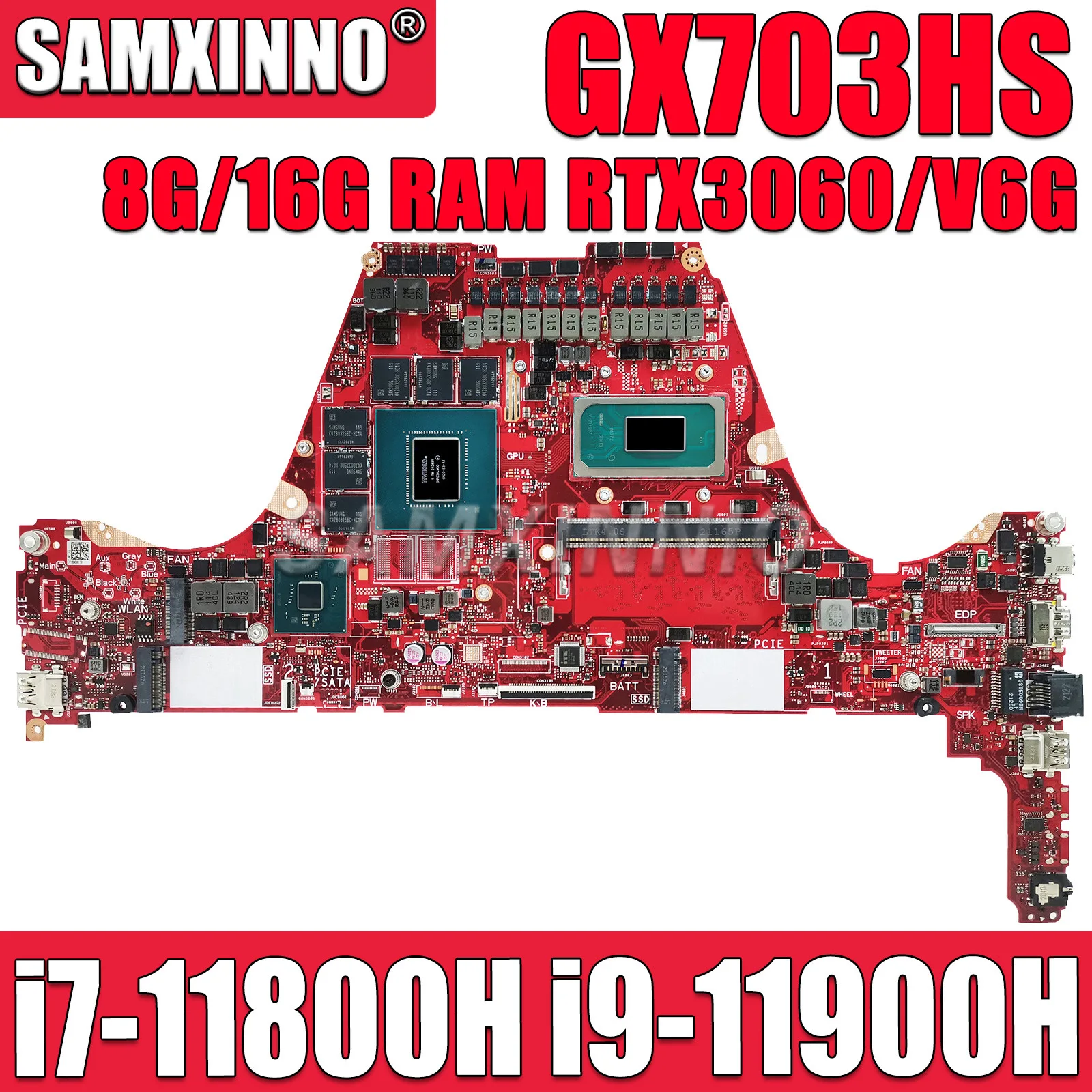 

Материнская плата GX703HS GU603HM GU603HR GU603H GX703HM GX703HR GX703H, материнская плата для ноутбука i7 i9 11-го поколения, ЦП RTX3060-V6G 8 ГБ/16 ГБ ОЗУ