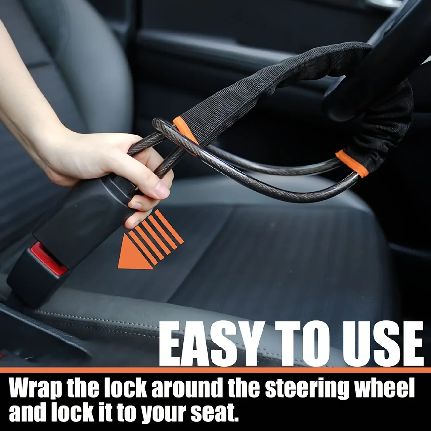 Car Steering Wheel Lock Anti-theft Steel Cable Security Device Universal Fit for Vehicles Prevent Theft Use Durable Protection