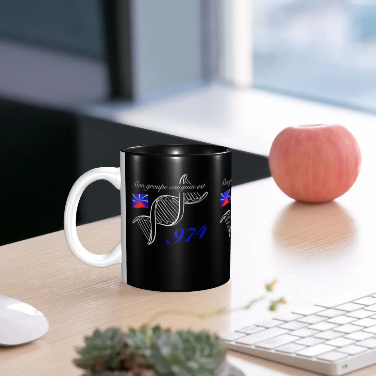 

974 Reunion Island Flag Mug Funny Ceramic Coffee Cups Tea Mugs Milk Cup Drinkware Gift for Woman Man