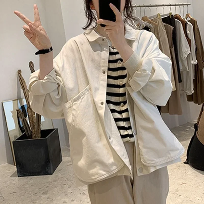 Basic Jackets Women Autumn Pockets Solid Simple Safari Style Streetwear Fashion Stylish Minimalist Popular Outwear Ulzzang Chic