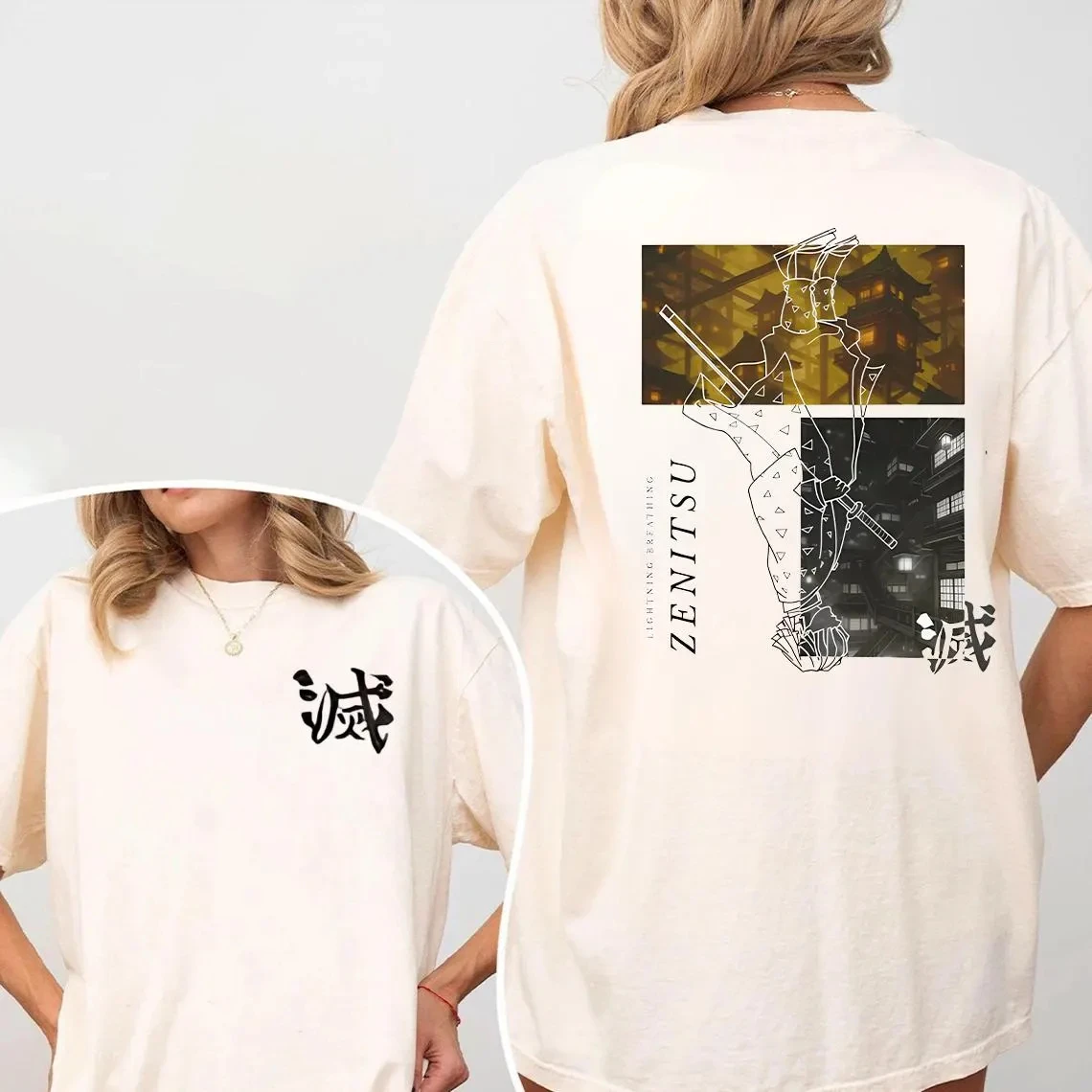 Unisex Anime Sweatshirt, Zenitsu Inspired, Aesthetic, Subtle Japanese Anime Jacket, Minimalist Infinity Pullover