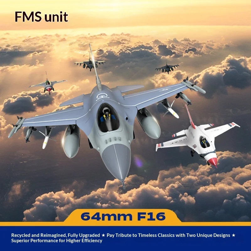 New FMS Rc Airplane 64mm F-16 Fighting Falcon Edf Foam Model Fixed Wing Remote Control Electric Aircraft For Hobby Players