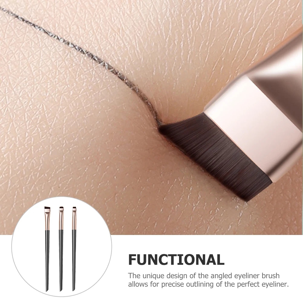 

Eyeshadow Brush Set Black Gold Angled Eyeliner Concealer Blending Brushes Long Lasting Soft Comfortable Non Shedding Makeup