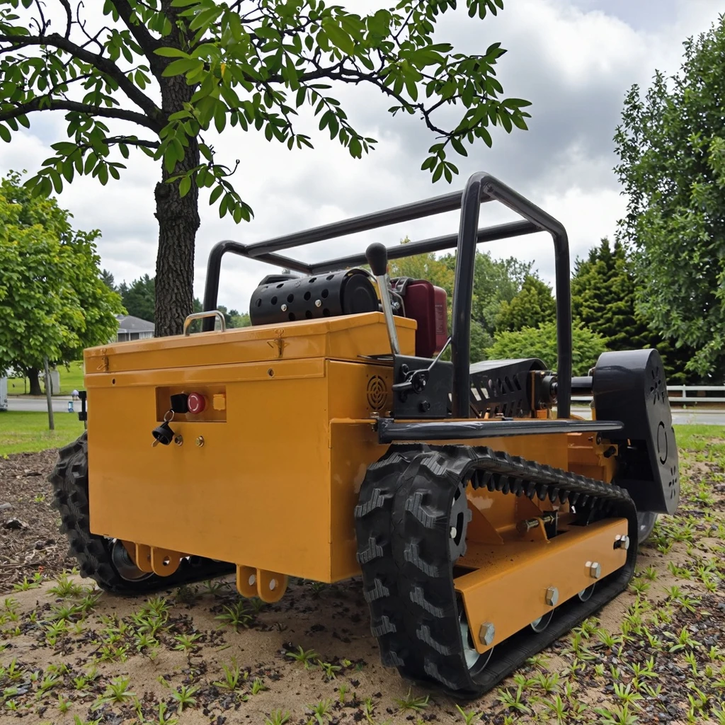 "Cortadora de césped multifuncional con control remoto: hoja en Y, hoja oscilante y trituración de piedra para huertos"