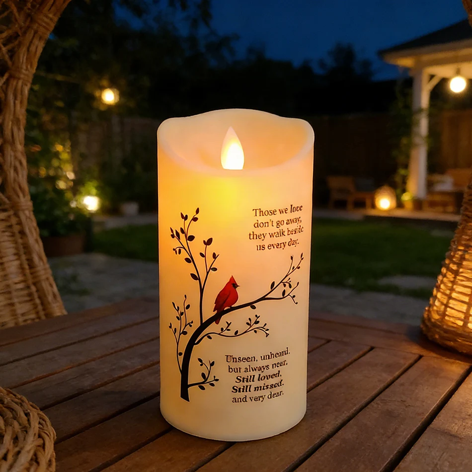 

Memorial Flameless LED Candle,Sympathy Gift For Loss Loved One,Remembrance Gift Battery Operated Candle Light