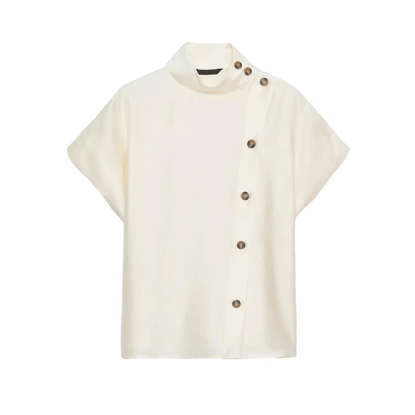 Z 2025 Autunno Nuove donne Casual Sle Loose Fit irt con colore sangue e dettaglio bottoni Personali Abbigliamento quotidiano