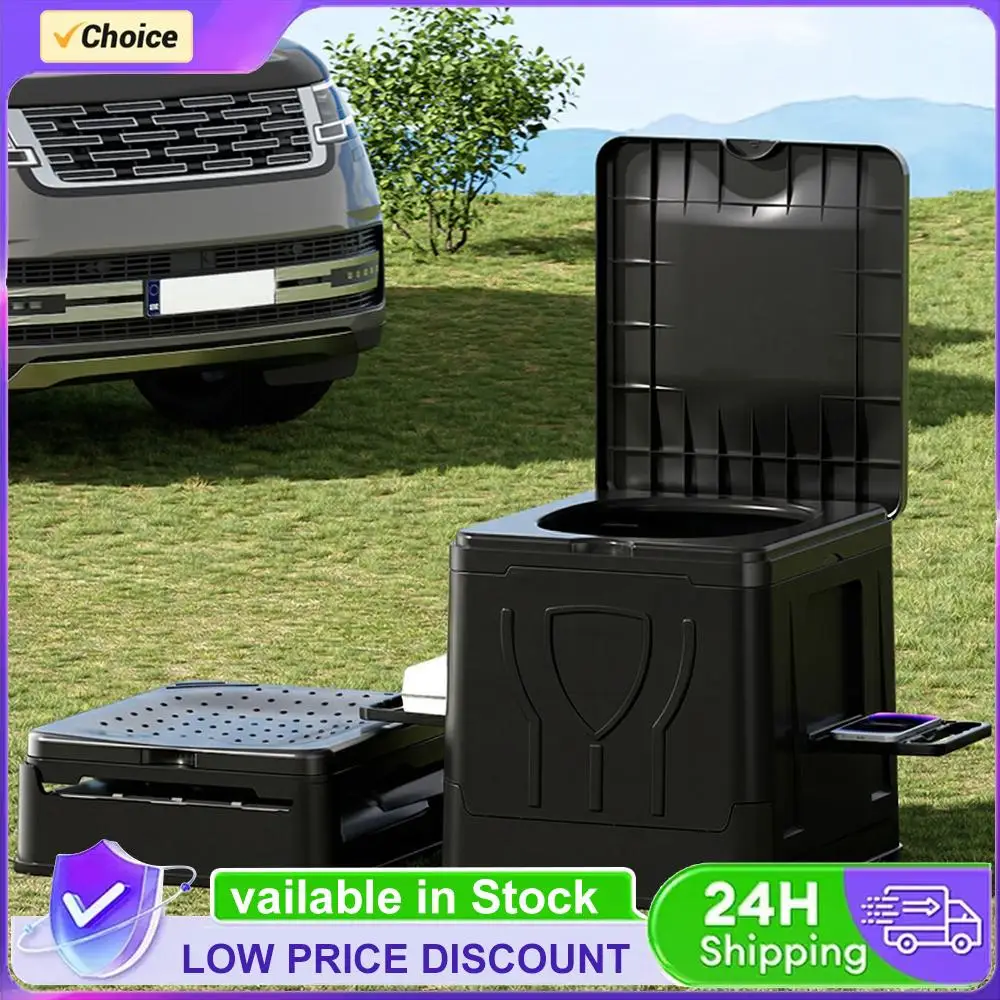 

Складной портативный туалет с держателем для бумаги и крышкой, многоразовый, для кемпинга, путешествий, использования на природе, в автомобиле, автодоме и в чрезвычайных ситуациях