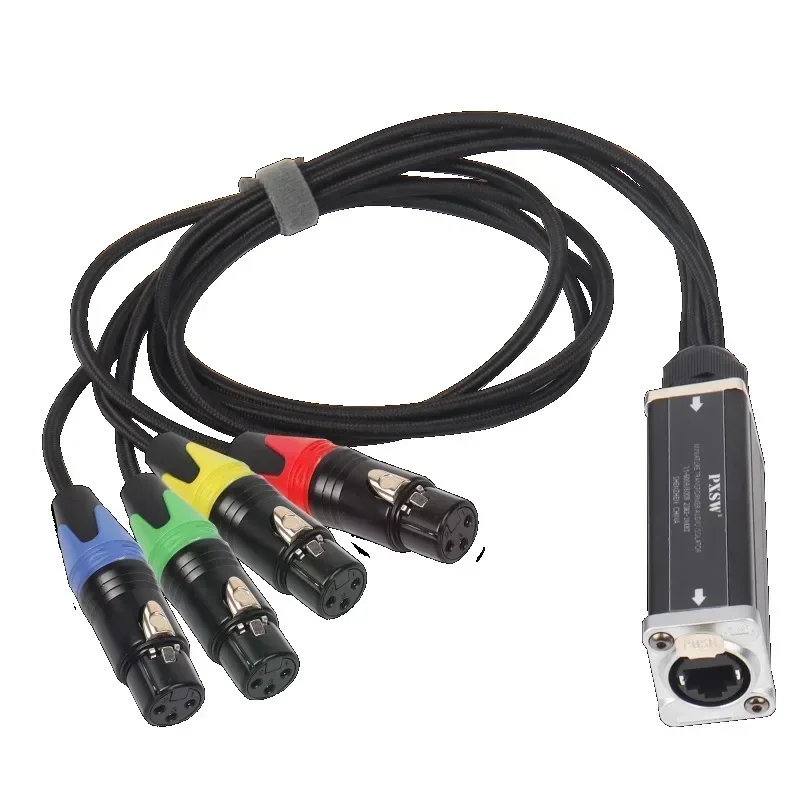 Convertitore di rete RJ45 CAT5/6 con schermato a 4 canali connettore XLR a 3 pin cavo ricevitore multi rete per altoparlante maschio/femmina