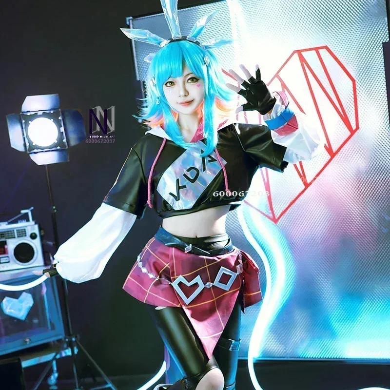 Jogo liga das lendas/lol neeko kda cosplay traje feminino super fã traje festa de halloween conjunto completo com caudas o camaleão