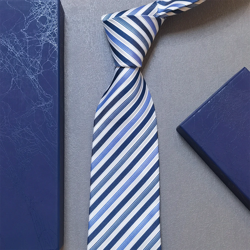 Роскошный жаккардовый галстук высокого качества в полоску 8 см для мужчин