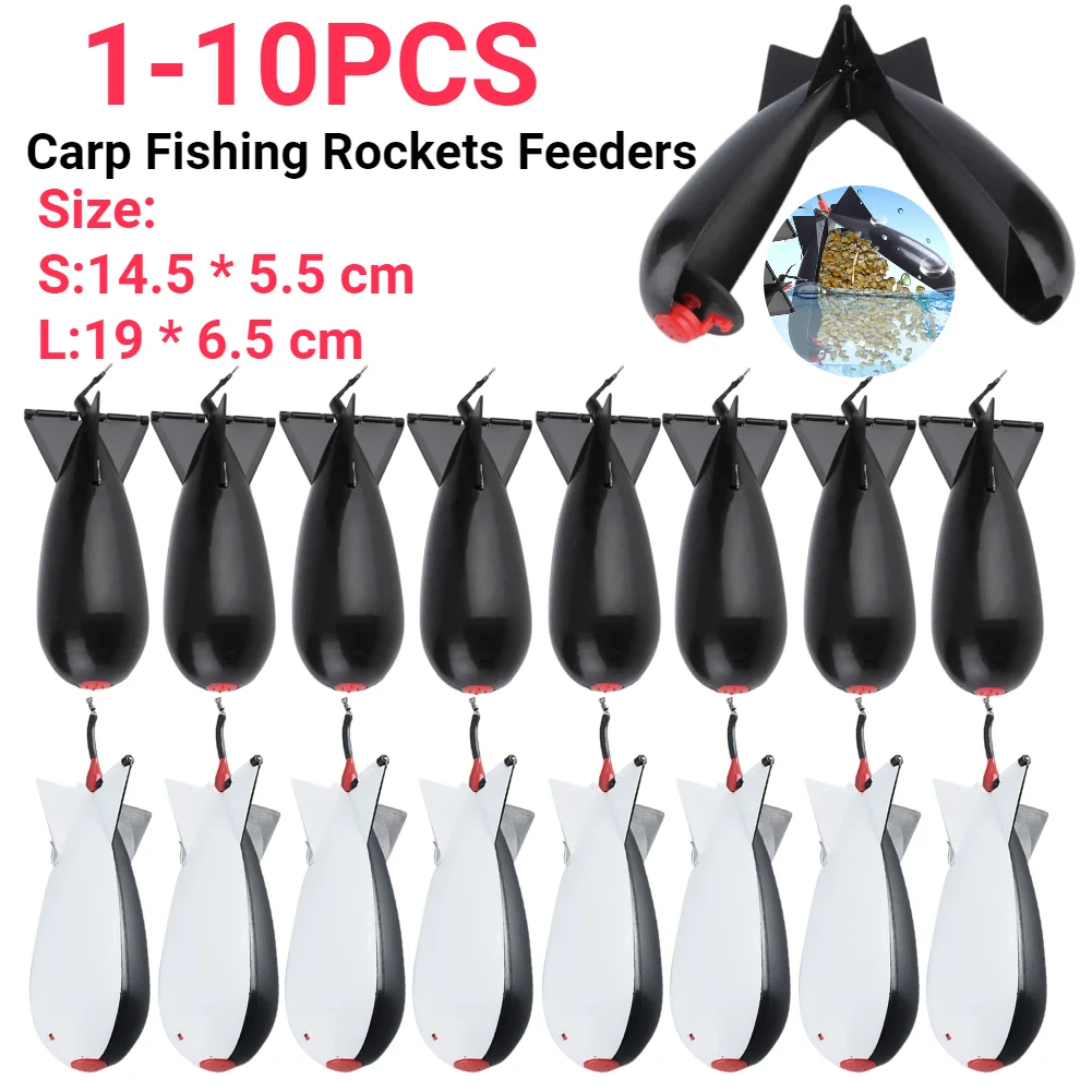 1-10PCS Carp Fishing Rocket Feeders Float Holder Fishing Tackle Lure Bait Holder Container Spomb Pellet Feeders Fishing Accessor