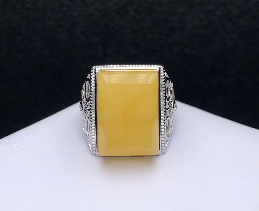 

Сертифицированное кольцо из серебра 925 пробы с натуральным желтым медом и янтарем для мужчин и мальчиков, массивное мужское ювелирное изделие, муж, бойфренд, роскошные подарки