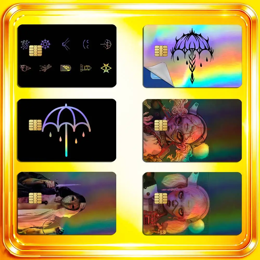 For Bring Me The Horizon BMTH Credit Bank Sticker ID Access Card Cover Skin Rainbow Color Laser Stickers Film