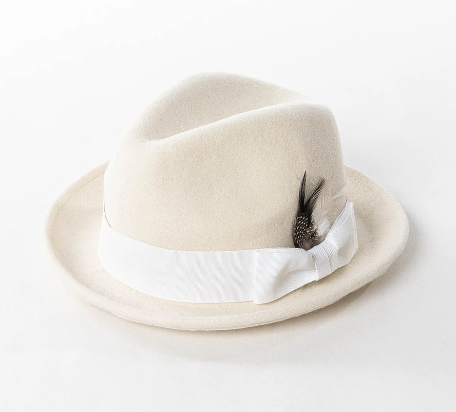 USPOP Winter Wool Fedora Hat Women Elegant Bowknot Ribbon Short Brim Upturned Dandy Style Jazz Hat