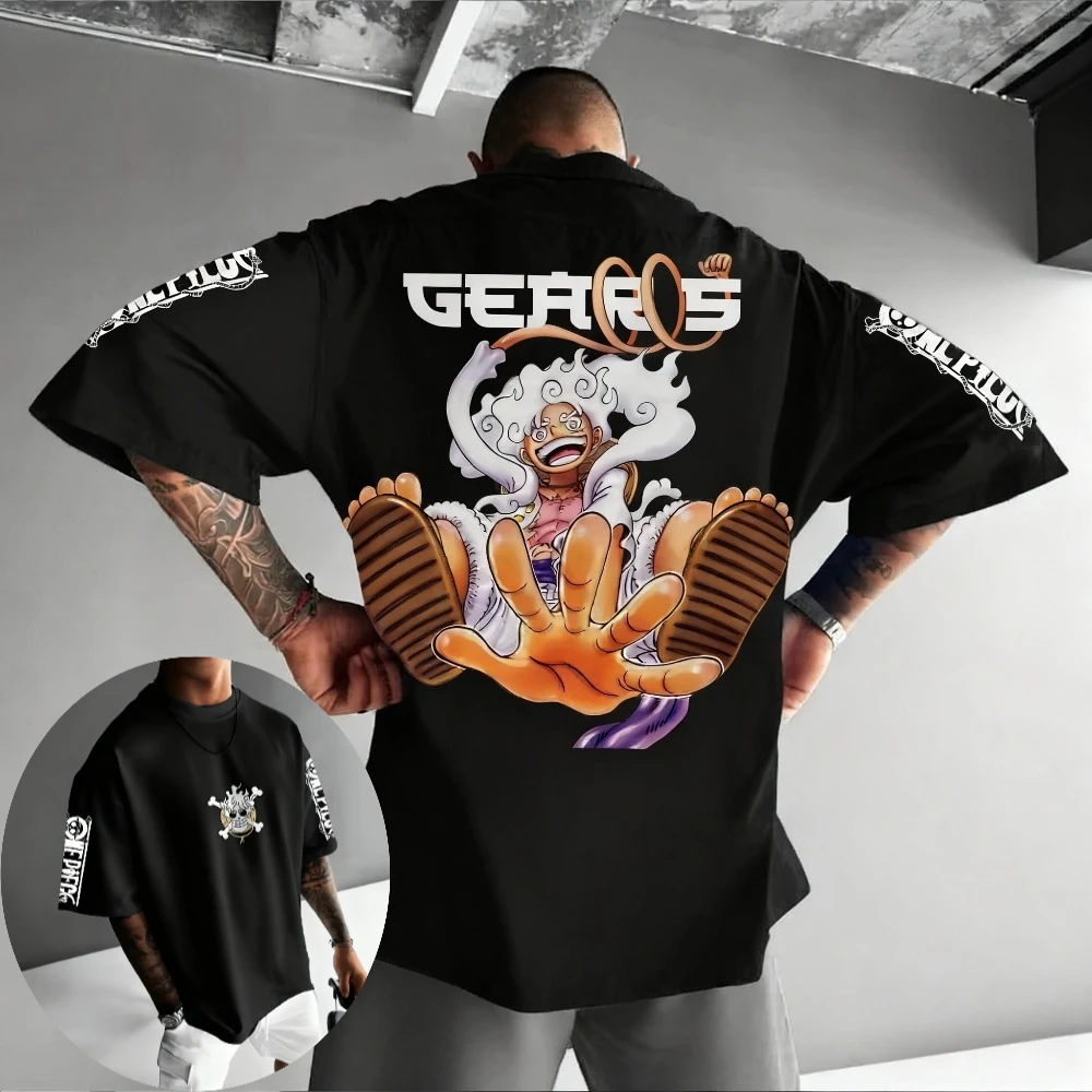 

Цельная мужская и женская футболка Monkey D. Luffy, летняя футболка с принтом аниме, весенне-осенняя уличная одежда в стиле ретро с короткими рукавами в стиле Харадзюку Y2K