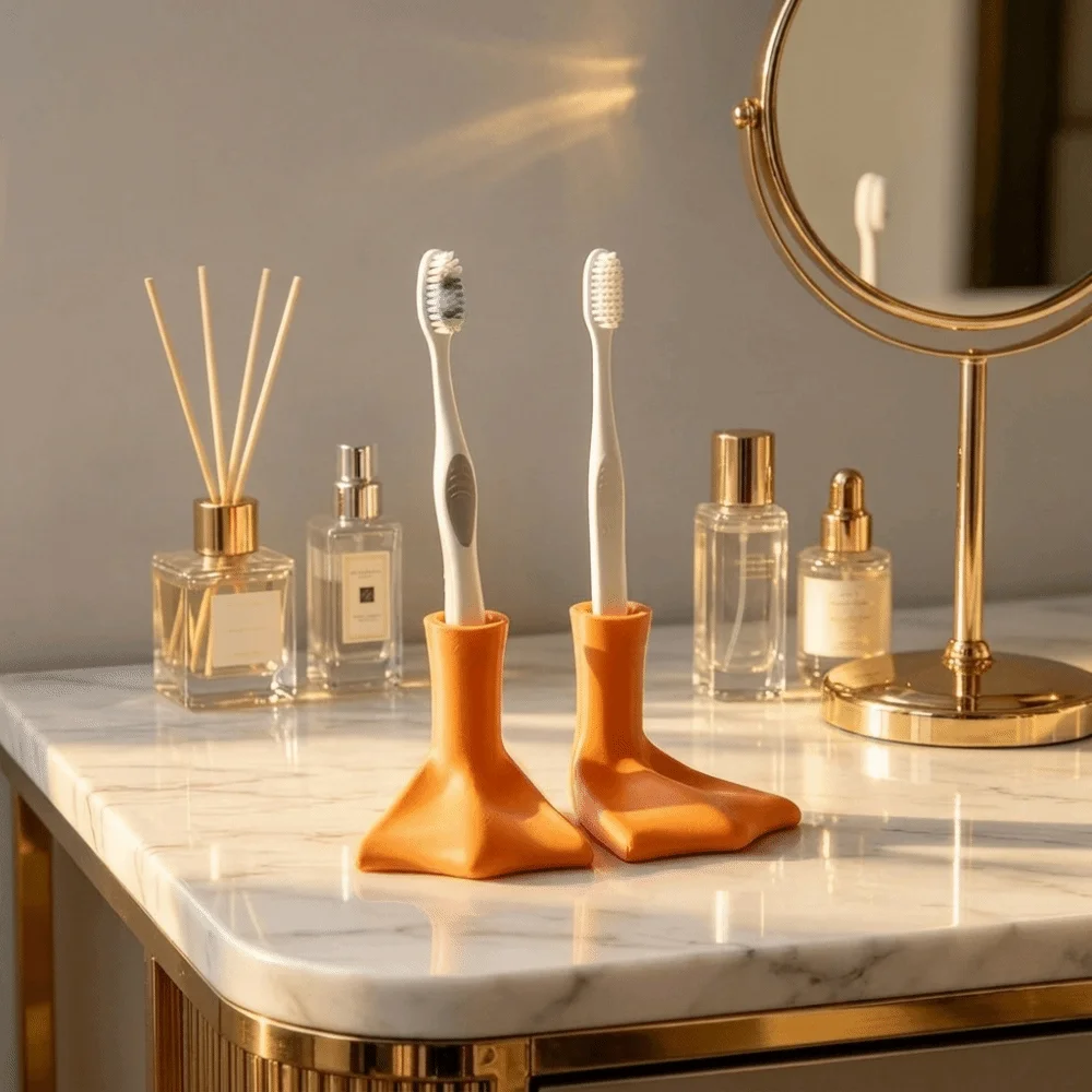 1 Pair New 3D printed duck foot toothbrush holder with creative duck paw shaped toothbrush holder