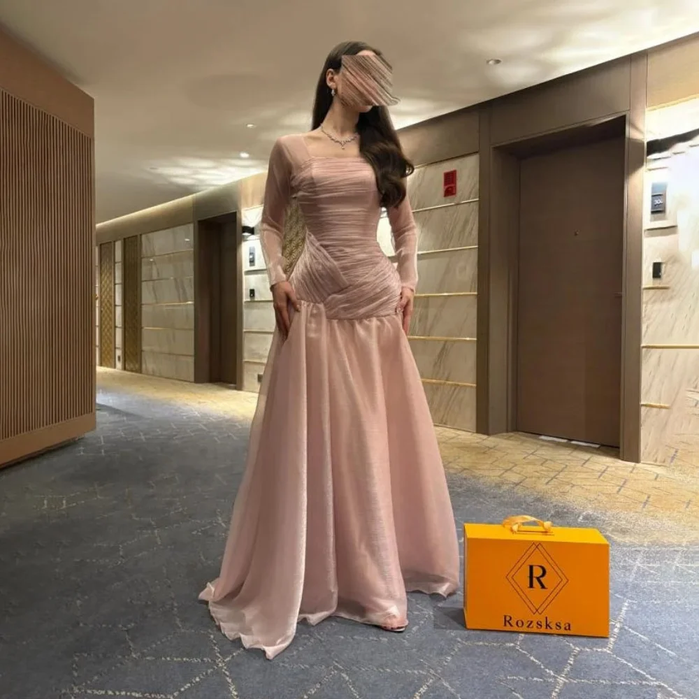 

Вечернее платье русалки по индивидуальному заказу, великолепное атласное платье для выпускного вечера с длинными рукавами и рюшами, блестящее вечернее платье, вечернее платье