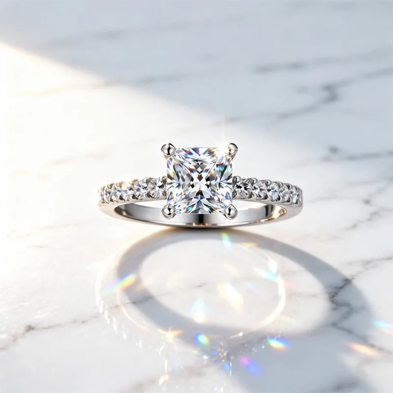 AETEEY 925 Silver Small Square Sugar Moissanite Ring Elegant Women Wedding Engagement Stackable Finger Jewelry