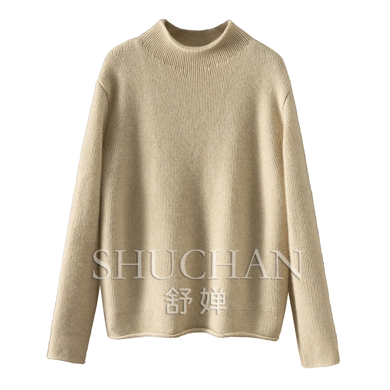 Half High Collar 100% Cashmere Sweater Women Thick Warm Sueter Mujer Invierno 2024 Sweater Mujer  Sueter Mujer Pullover