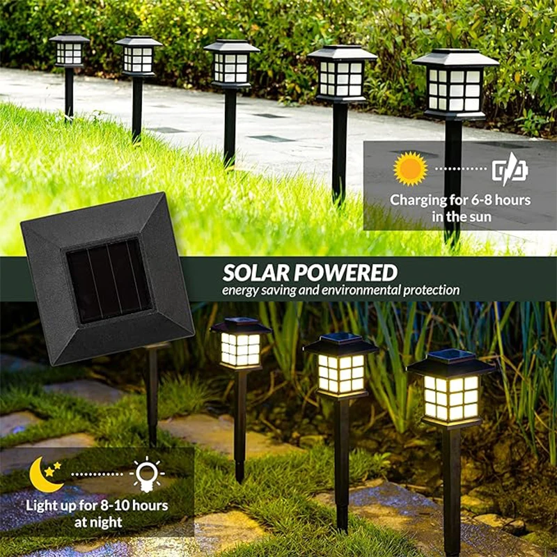 Luces LED solares para exteriores, luces impermeables para Patio, césped, luces de acera, modelado de casa al aire libre, luces decorativas