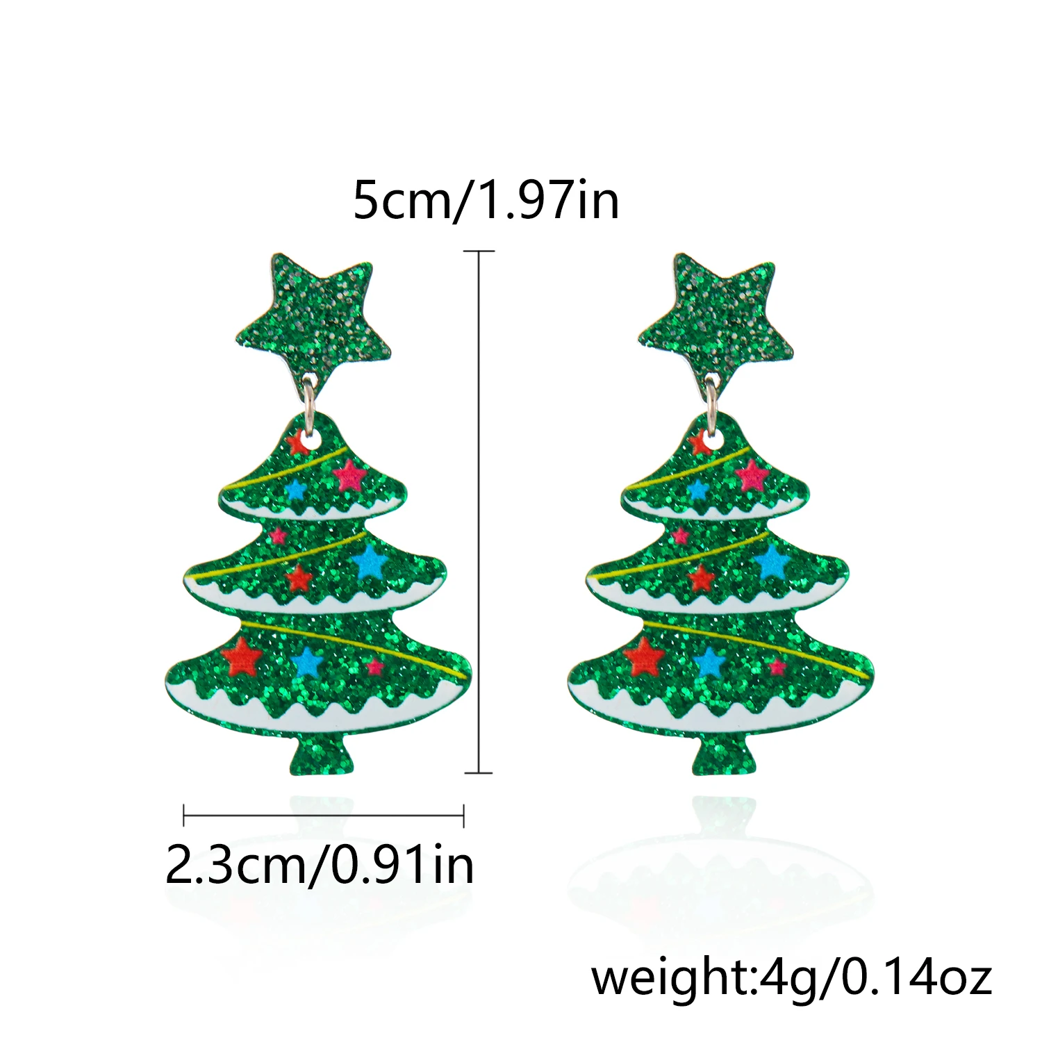 Acryl Grüne Weihnachtsbaum-Ohrhänger-Set für Frauen Niedliche Weihnachtsmann-Katzen-Lebkuchenmann-Ohrringe Party-Schmuck Geschenke – Detail 9