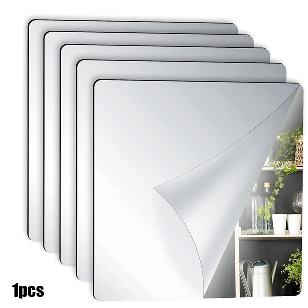 20x20CM Acrylic Flexible Mirror Sheets Silver Auto Adhesive Mirror Tiles Household Mirrors Bathroom Decoration Sticker Products