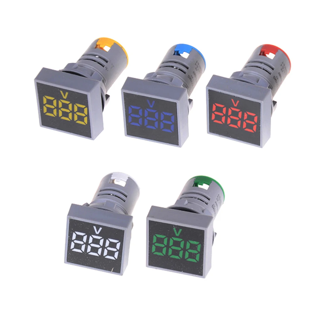 【22MM AC12-500V Voltmeter Square Panel LED Digital Voltage Meter Indicator Light】