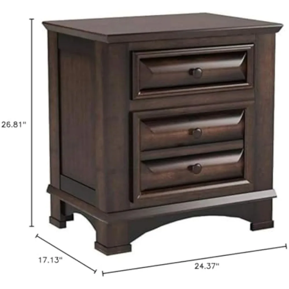 Furniture Broval Wood 2 Drawers Night Stand, Espresso