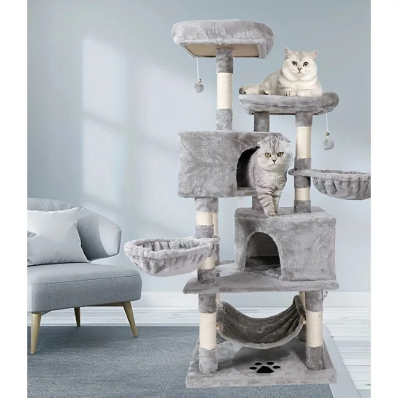 Cat Tree Pet Cat Climbing Frame Modern Wooden Sisal Multi Level Luxury Large Floor to Ceiling Cat Trees and Scratcher